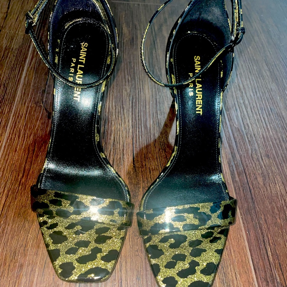Leopard gold and black Saint Laurent heels